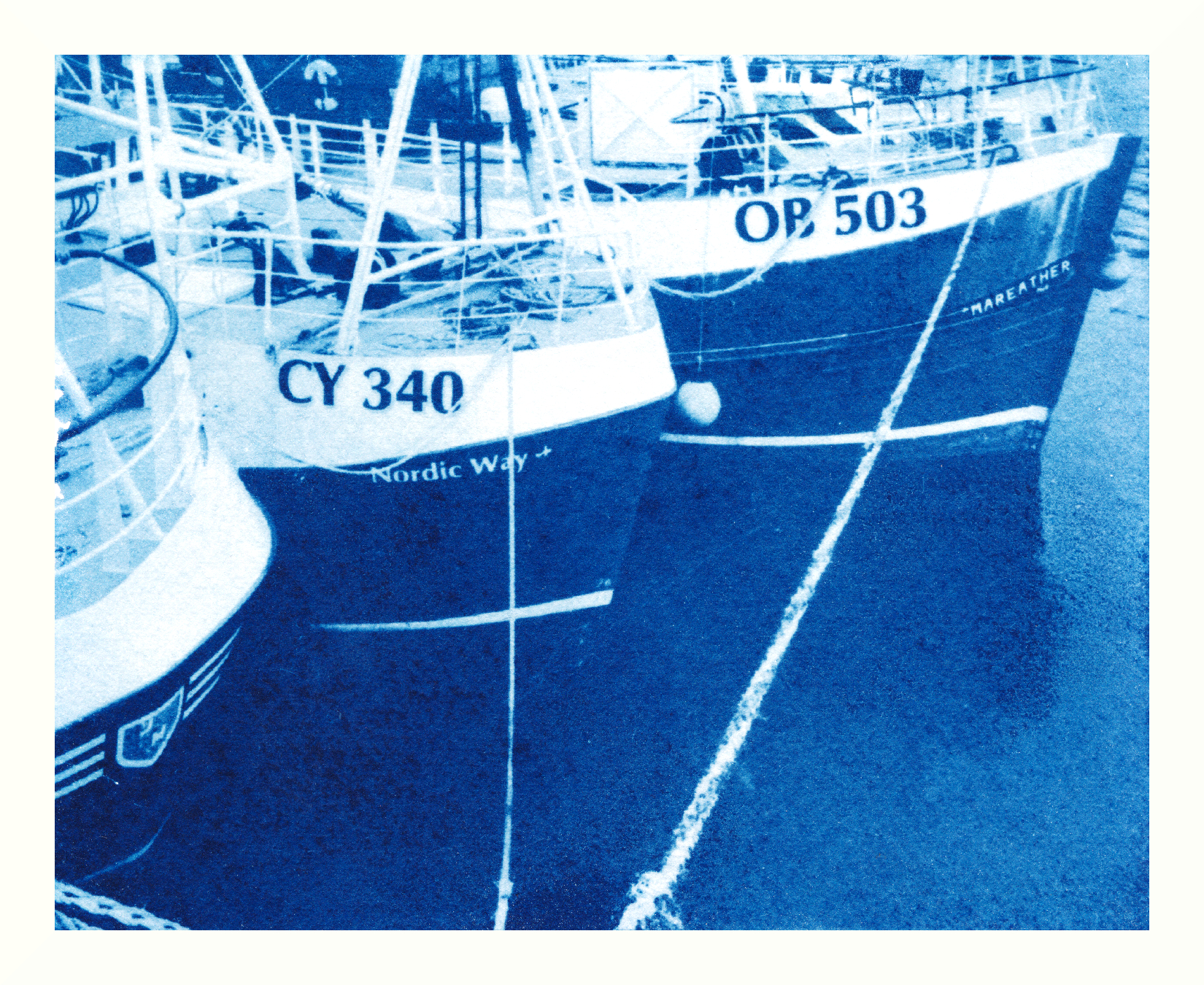 The New Cyanotype Process - Mallaig Harbour, Awagami Bamboo 170g, 4" x 5".